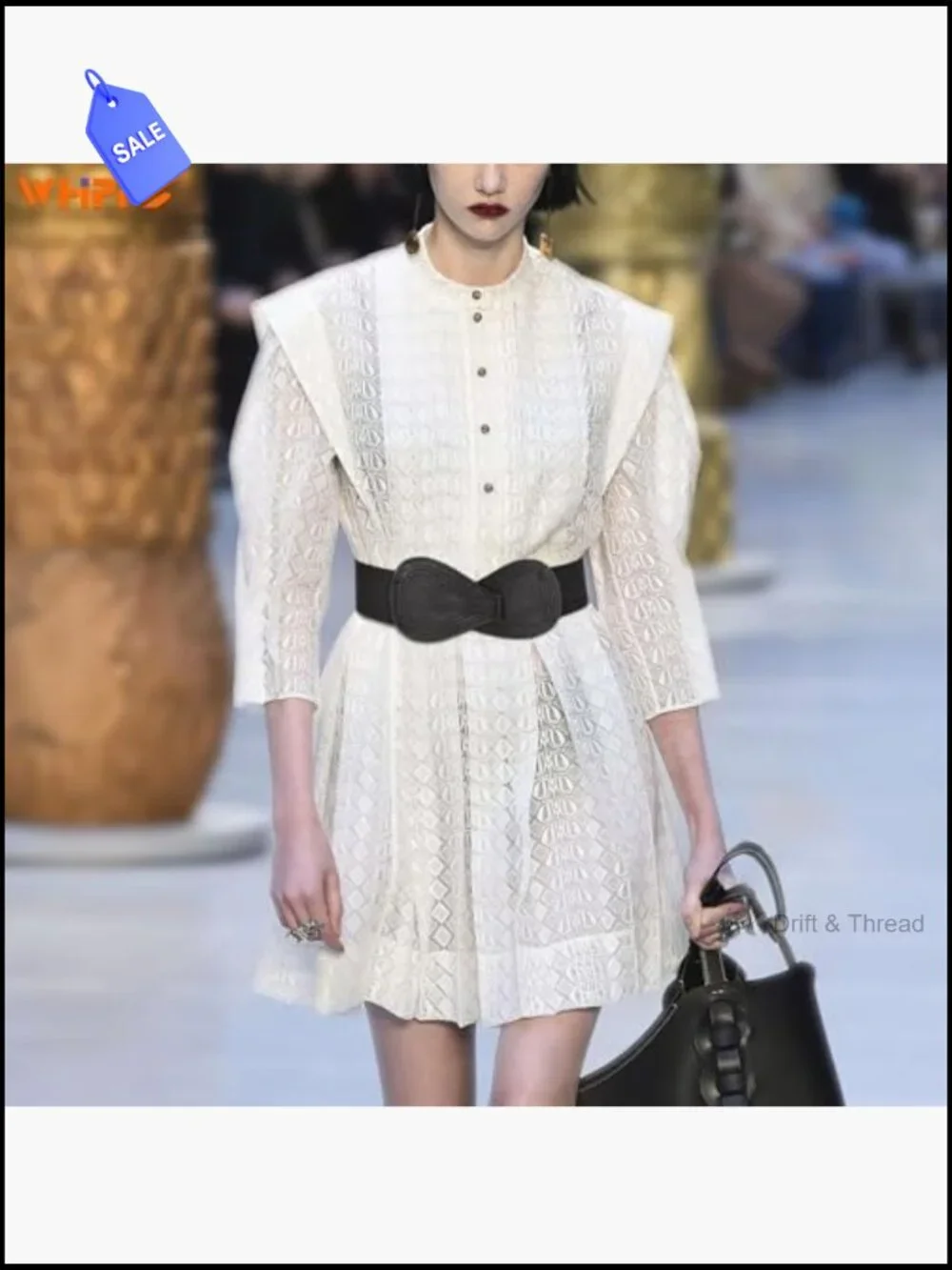 Wide Elastic Stretch Dress Belt with Interlock Leather Buckle
